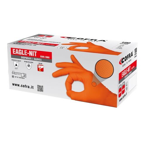 Guante de nitrilo desechable color naranja (Caja 100 uds) - Talla 7