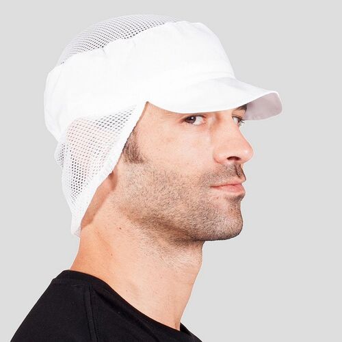 Gorra con cubrenuca de rejilla (Paq. 10 uds) (101) Blanco Talla nica