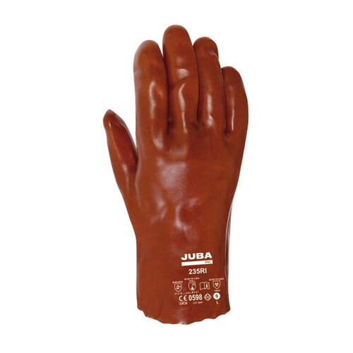 Guante de PVC liso de una capa con soporte de algodón de 35 cm. Talla 8