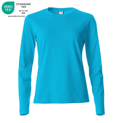 Camiseta de mujer de manga larga Mod. BASIC-T L/S LADIES Azul turquesa (54) Talla XS