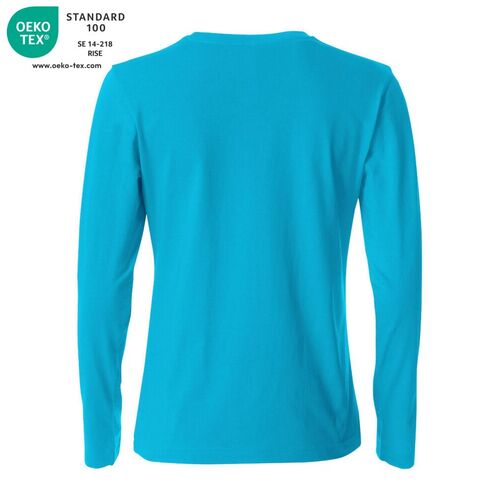 Camiseta de mujer de manga larga Mod. BASIC-T L/S LADIES Azul turquesa (54) Talla XS