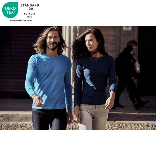 Camiseta de mujer de manga larga Mod. BASIC-T L/S LADIES Azul real (55) Talla S