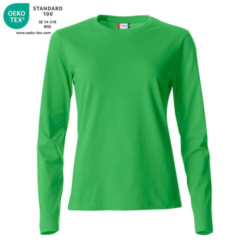 Camiseta de mujer de manga larga Mod. BASIC-T L/S LADIES Verde manzana (605) Talla XS