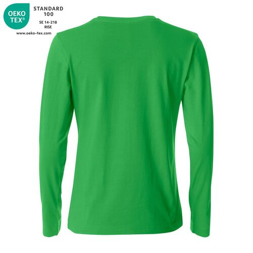 Camiseta de mujer de manga larga Mod. BASIC-T L/S LADIES Verde manzana (605) Talla XS