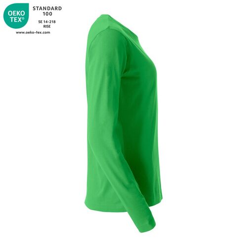Camiseta de mujer de manga larga Mod. BASIC-T L/S LADIES Verde manzana (605) Talla XS