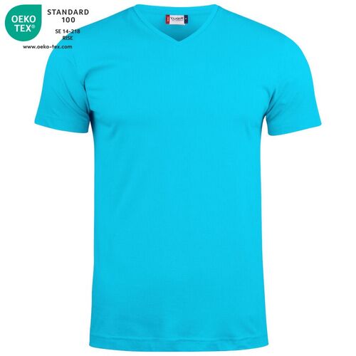 Camiseta unisex Mod. BASIC-T V-NECK Azul turquesa (54) Talla XS