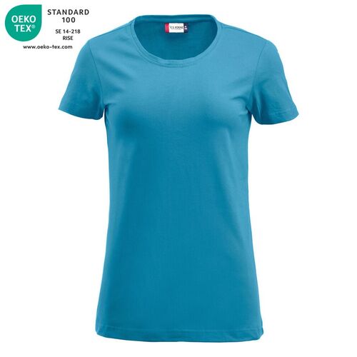 Camiseta de manga corta de señora Mod. CAROLI Azul turquesa (54) Talla XL