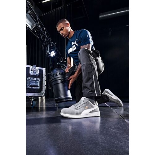 Zapato de seguridad PUMA Mod. ICONIC SUEDE GREY LOW S1P ESD Talla 37
