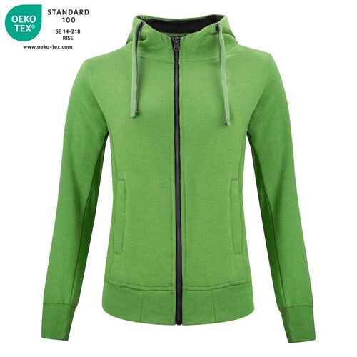 Sudadera con cremallera de seora Mod. CLASSIC HOODY FULL ZIP LADIES Verde jaspeado (676) Talla XS