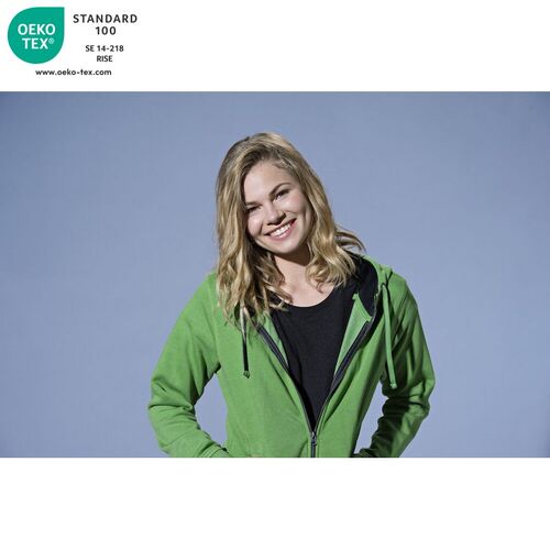 Sudadera con cremallera de seora Mod. CLASSIC HOODY FULL ZIP LADIES Verde jaspeado (676) Talla XS