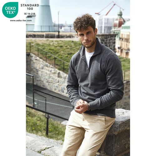 Sudadera de media cremallera Mod. HALF ZIP Antracita jaspeado (955) Talla S