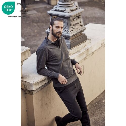 Sudadera de media cremallera Mod. HALF ZIP Antracita jaspeado (955) Talla S
