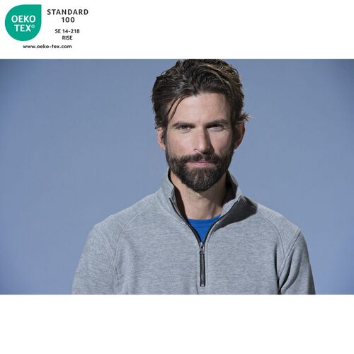 Sudadera de media cremallera Mod. CLASSIC HALF ZIP Gris jaspeado (95) Talla L