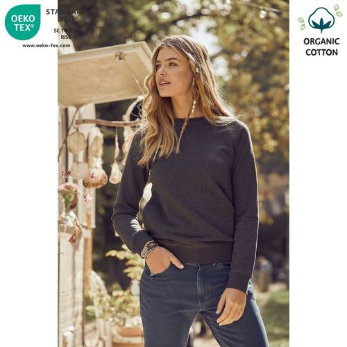 Sudadera Mod. ORGANIC COTTON ROUNDNECK LADIES Antracita jaspeado (955) Talla S