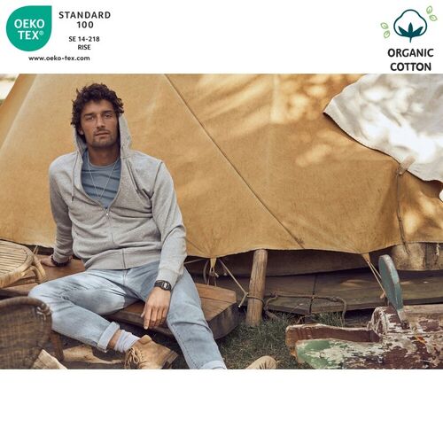 Sudadera Mod. ORGANIC COTTON HOODY FULL ZIP (925) Nature Melange Talla L