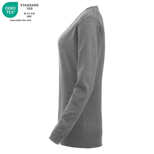 Jersey cuello pico Mod. ASTON LADIES Gris jaspeado (95) Talla L