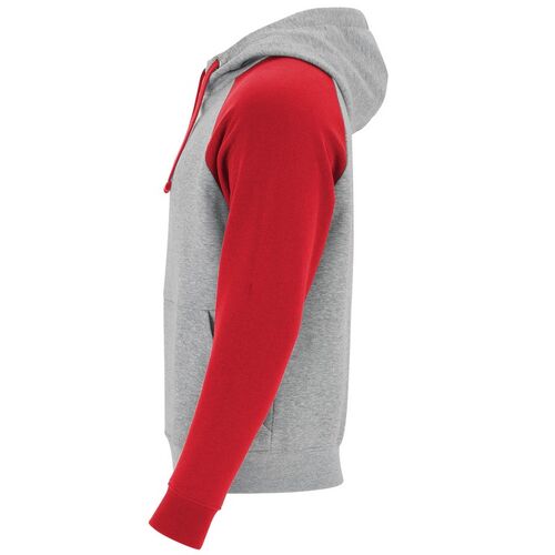 Sudadera con capucha unisex Mod. BADET (58/60) Gris Vigor / Rojo Talla 3XL