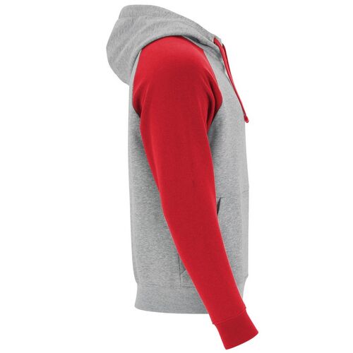 Sudadera con capucha unisex Mod. BADET (58/60) Gris Vigor / Rojo Talla 3XL