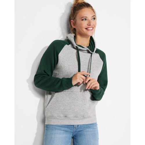 Sudadera con capucha unisex Mod. BADET KIDS (58/56) Gris Vigoré / Verde Botella Talla 11/12