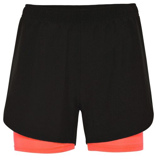 Pantaln corto con malla interior Mod. LANUS (02/234) Negro / Coral Fluor Talla M