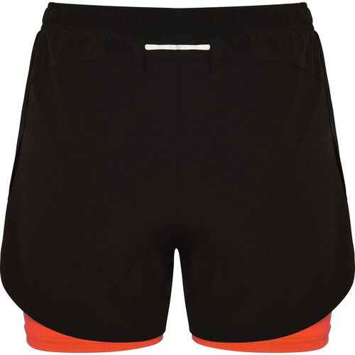 Pantaln corto con malla interior Mod. LANUS (02/234) Negro / Coral Fluor Talla M