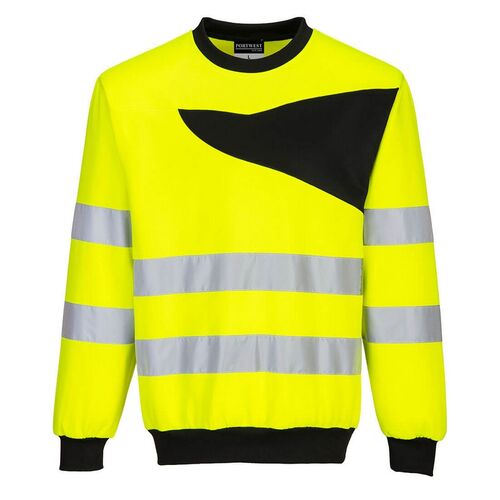 Sudadera de alta visibilidad Mod. PW2 Amarillo Fluor / Negro Talla L