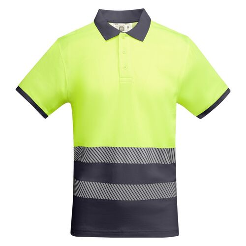 Polo de alta visibilidad con algodn Mod. ATRIO Plomo/Amarillo Fluor (23/221) Talla S