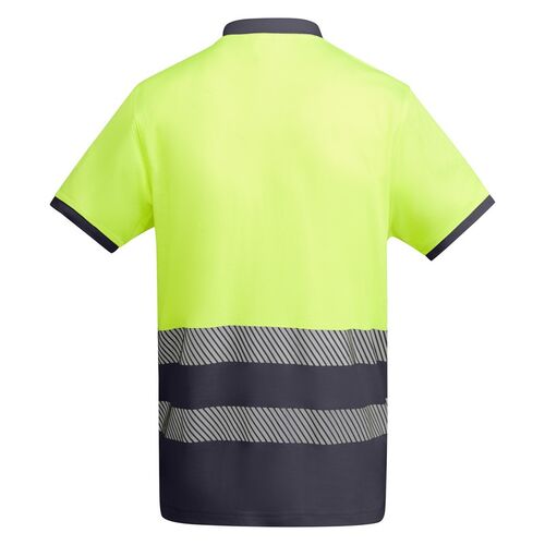 Polo de alta visibilidad con algodn Mod. ATRIO Plomo/Amarillo Fluor (23/221) Talla S