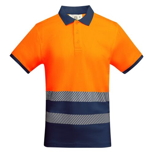 Polo de alta visibilidad con algodn Mod. ATRIO Marino/Naranja Fluor (55/223) Talla S