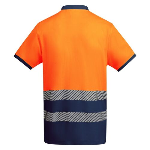 Polo de alta visibilidad con algodn Mod. ATRIO Marino/Naranja Fluor (55/223) Talla S