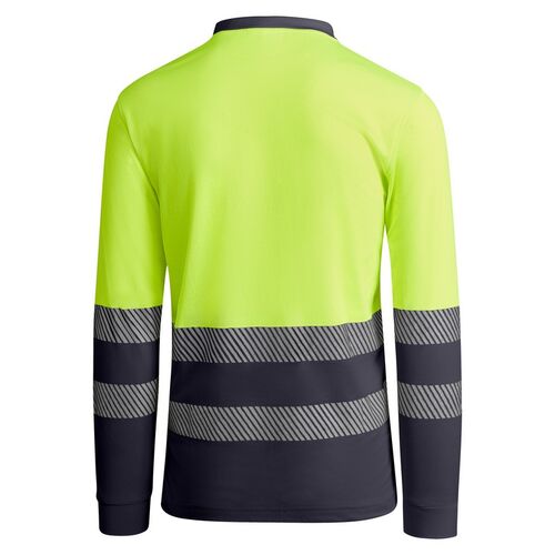 Polo de alta visibilidad con algodn Mod. ATRIO LS Plomo/Amarillo Fluor (23/221) Talla S