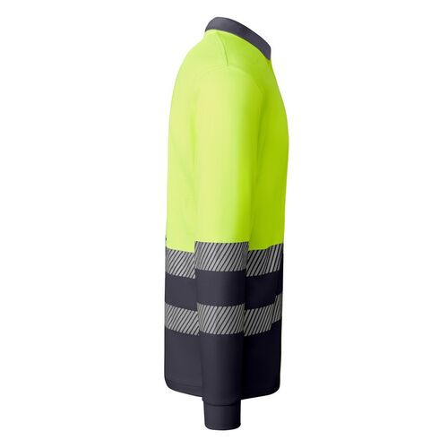 Polo de alta visibilidad con algodn Mod. ATRIO LS Plomo/Amarillo Fluor (23/221) Talla S