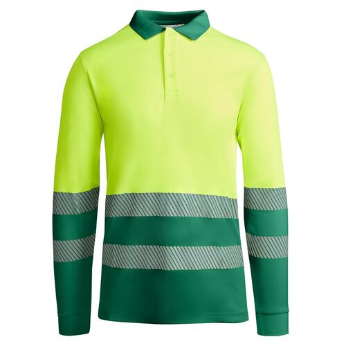 Polo de alta visibilidad con algodn Mod. ATRIO LS Verde Jardn/Amarillo Flor (52/221) Talla S