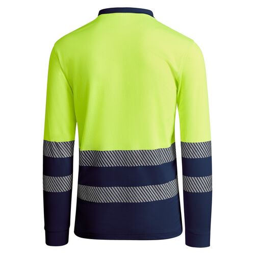 Polo de alta visibilidad con algodn Mod. ATRIO LS Marino/Amarillo Fluor (55/221) Talla L