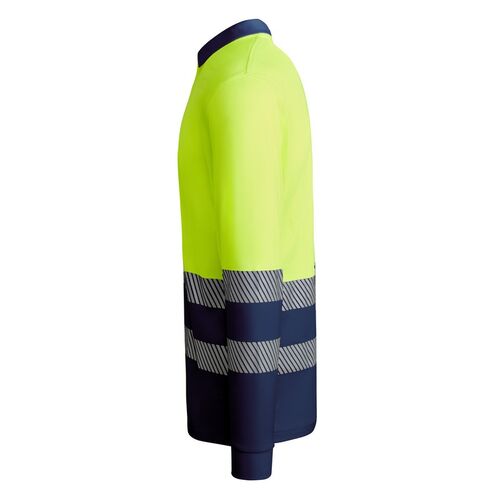 Polo de alta visibilidad con algodn Mod. ATRIO LS Marino/Amarillo Fluor (55/221) Talla L