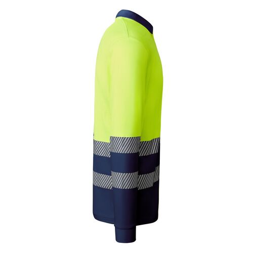 Polo de alta visibilidad con algodn Mod. ATRIO LS Marino/Amarillo Fluor (55/221) Talla L