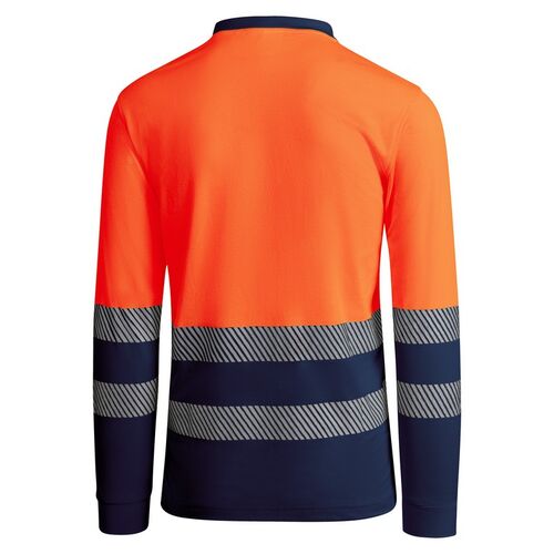 Polo de alta visibilidad con algodn Mod. ATRIO LS Marino/Naranja Fluor (55/223) Talla S