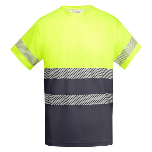 Camiseta de alta visibilidad con algodn Mod. TAURI Plomo/Amarillo Fluor (23/221) Talla S