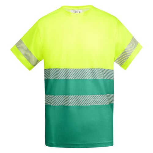 Camiseta de alta visibilidad con algodón Mod. TAURI Verde Jardín/Amarillo Flúor (52/221) Talla S