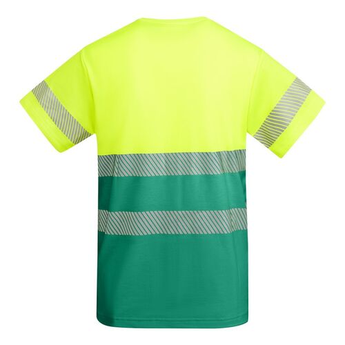 Camiseta de alta visibilidad con algodón Mod. TAURI Verde Jardín/Amarillo Flúor (52/221) Talla S