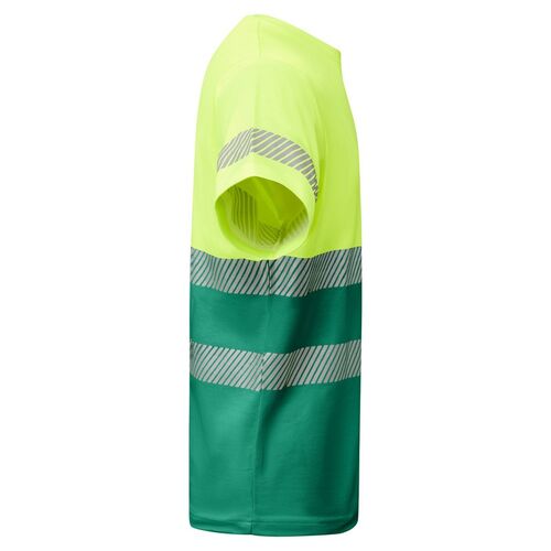 Camiseta de alta visibilidad con algodón Mod. TAURI Verde Jardín/Amarillo Flúor (52/221) Talla S