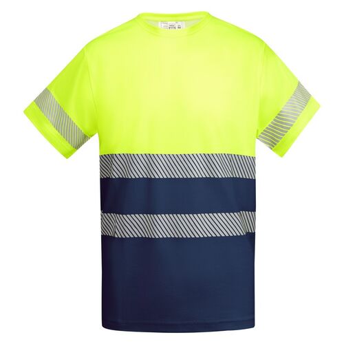 Camiseta de alta visibilidad con algodn Mod. TAURI Marino/Amarillo Fluor (55/221) Talla S