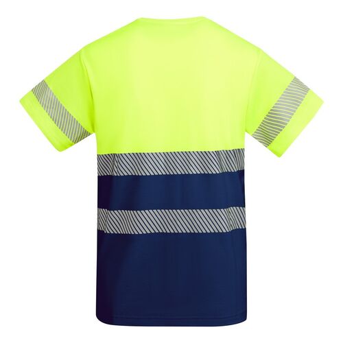 Camiseta de alta visibilidad con algodón Mod. TAURI Marino/Amarillo Fluor (55/221) Talla S