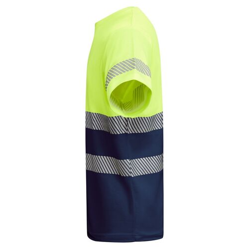 Camiseta de alta visibilidad con algodón Mod. TAURI Marino/Amarillo Fluor (55/221) Talla S
