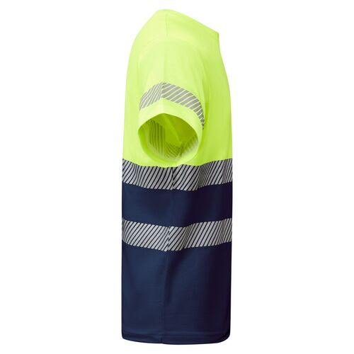 Camiseta de alta visibilidad con algodón Mod. TAURI Marino/Amarillo Fluor (55/221) Talla S