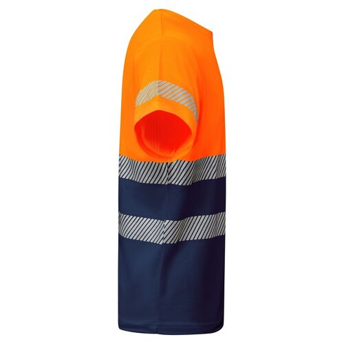 Camiseta de alta visibilidad con algodón Mod. TAURI Marino/Naranja Fluor (55/223) Talla XL