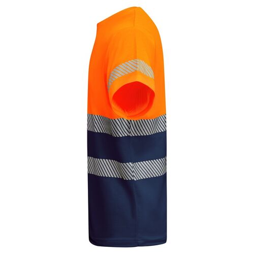 Camiseta de alta visibilidad con algodón Mod. TAURI Marino/Naranja Fluor (55/223) Talla 4XL