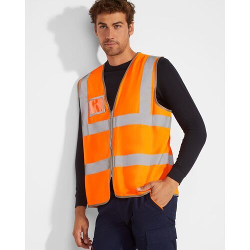 Chaleco de alta visibilidad con cremallera Mod. POLUX (223) Naranja Flúor Talla M/L