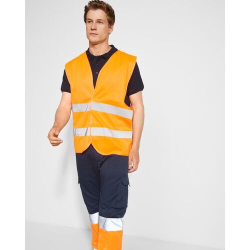 Chaleco básico de alta visibildiad Mod. SIRIO  (223) Naranja Flúor Talla M/L