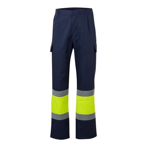 Pantaln multibolsillos bsico de alta visibilidad Azul Marino / Amarillo Fluor (60) Talla L